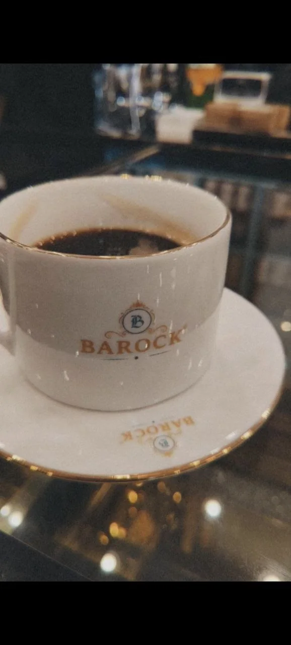 Black coffee served in a BAROCK CAFE porcelain cup