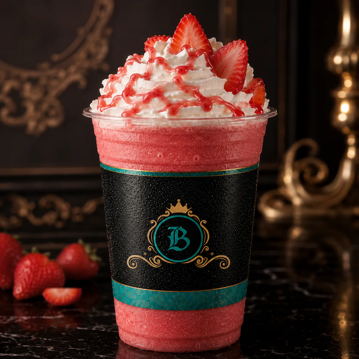 Strawberry Chiller served in a BAROCK CAFE cup
