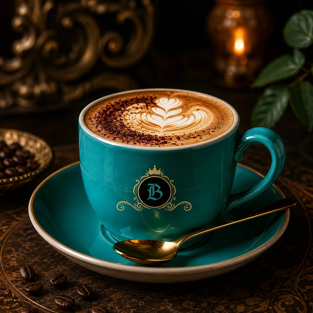 Cappuccino served in a ceramic cup at BAROCK CAFE