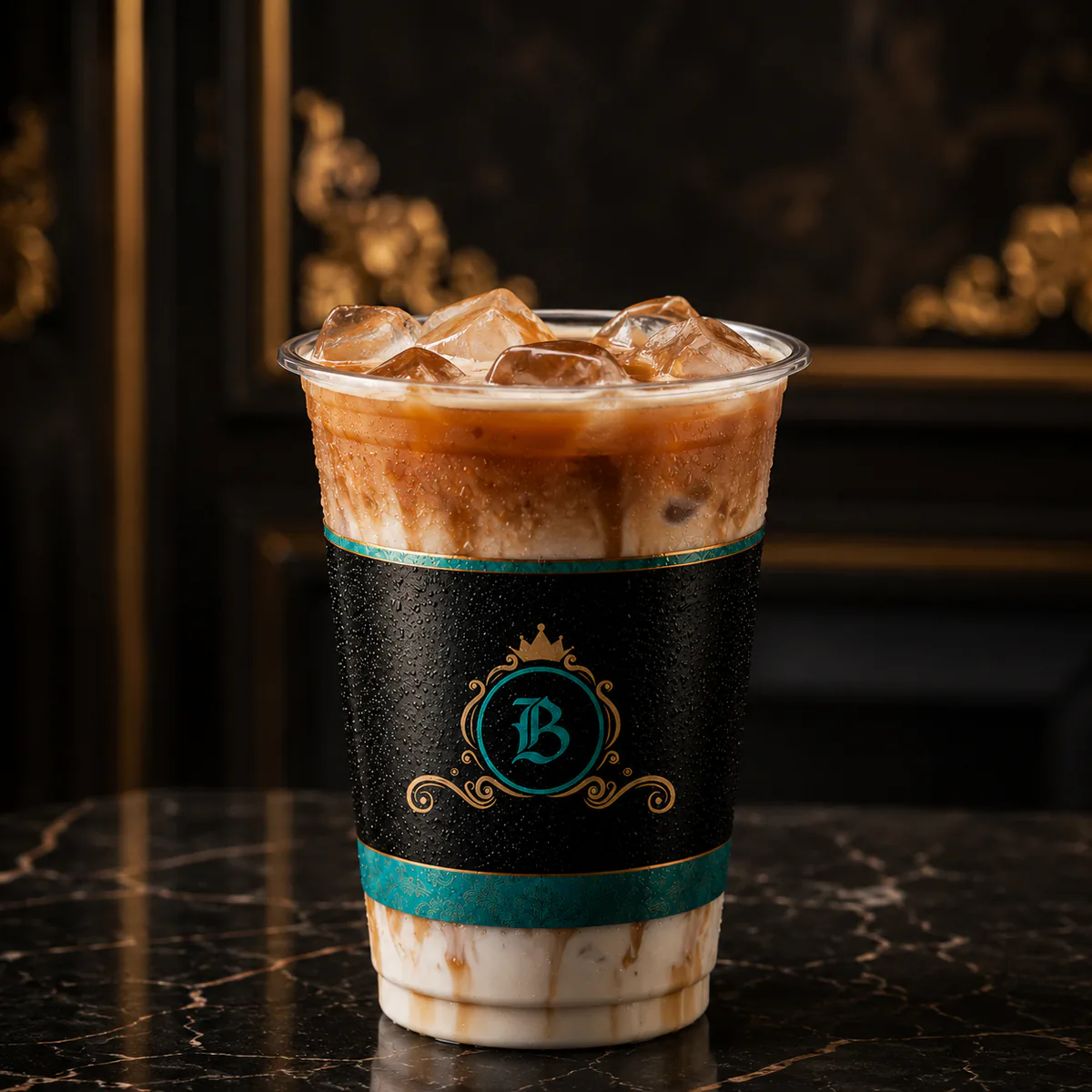 Iced Latte served in a BAROCK CAFE cup